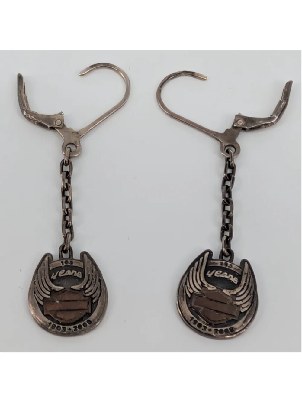 Harley Davidson MOD 925 Sterling Silver 105th Anniversary Earrings 1903-2008