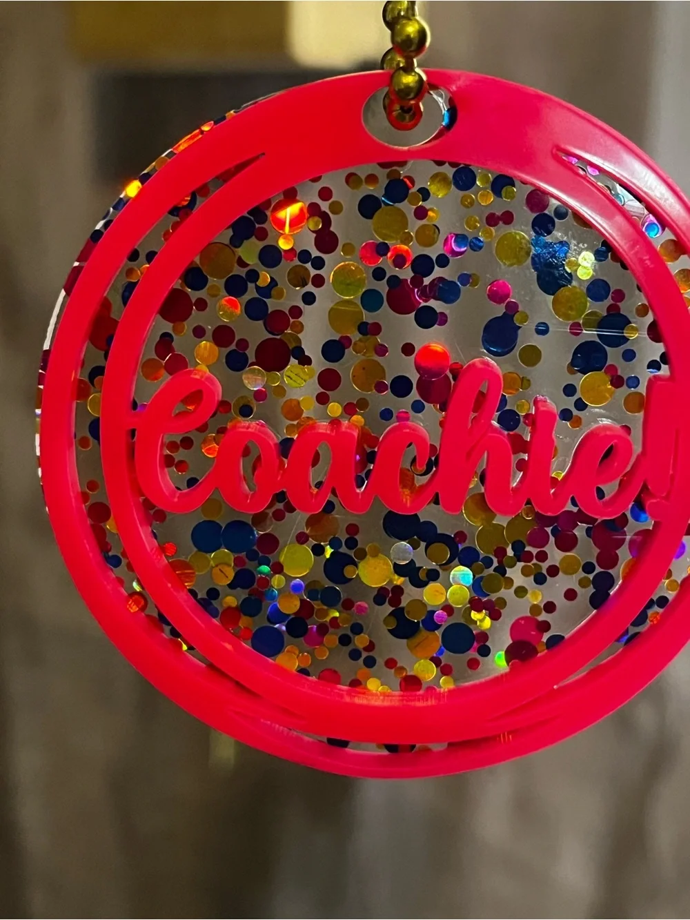 Custom Charm in Hot Pink on Confetti