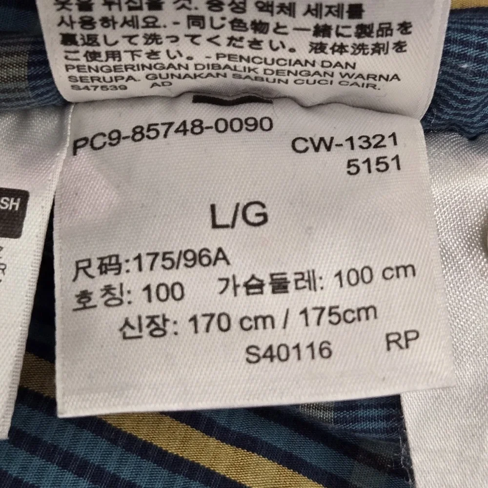 Levi's‎ Men Button Up Shirt L Blue Plaid Casual Standard Long Sleeve Logo