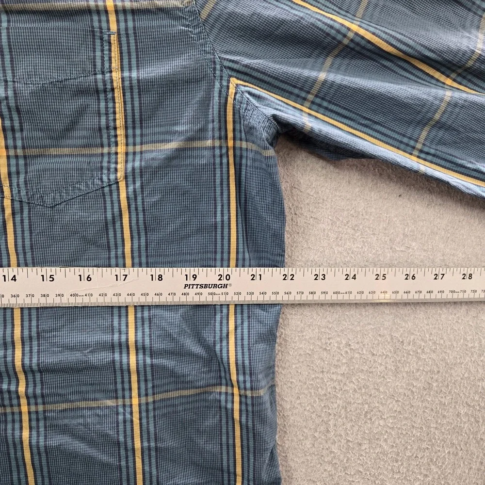 Levi's‎ Men Button Up Shirt L Blue Plaid Casual Standard Long Sleeve Logo