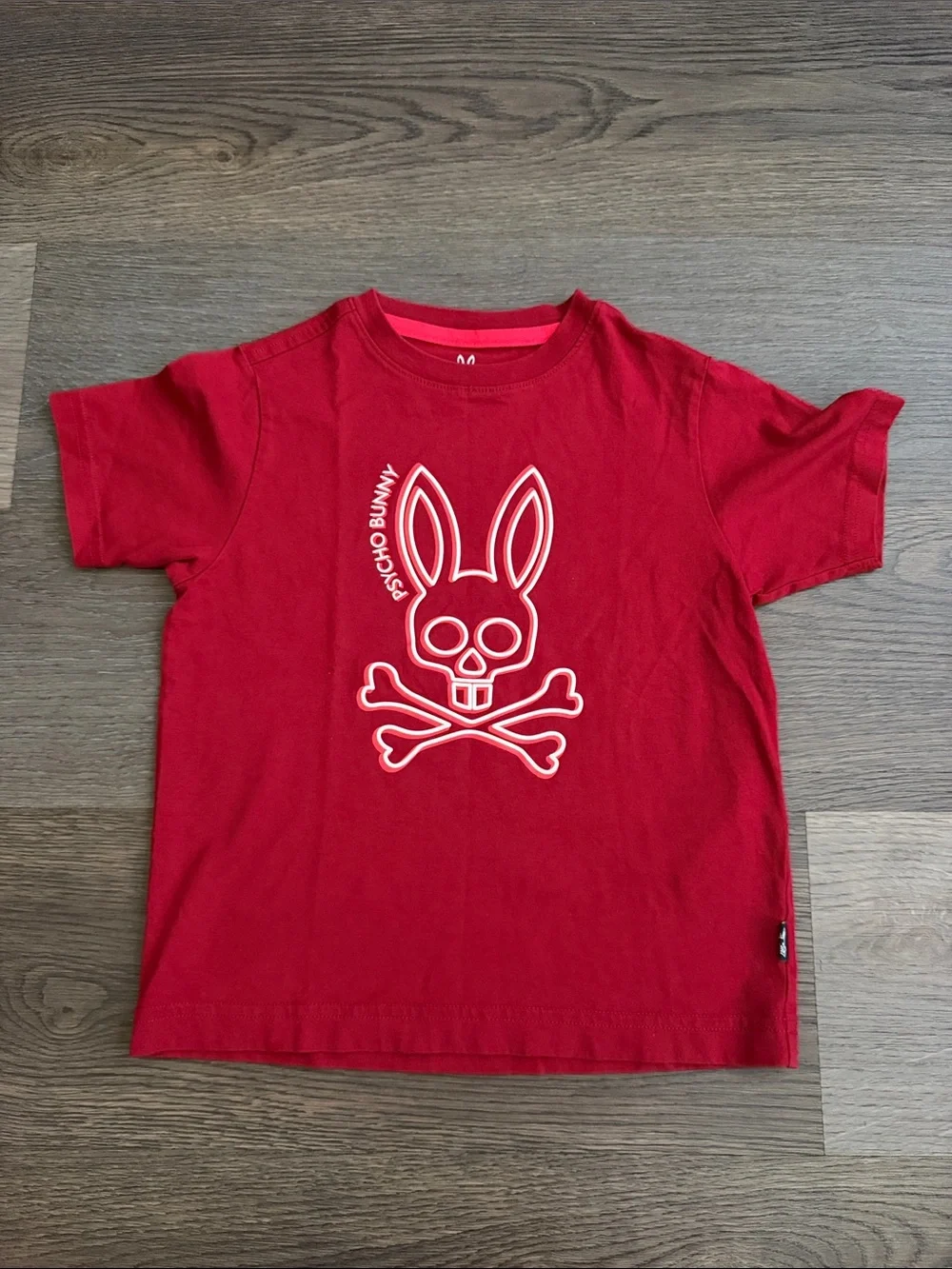 Psycho Bunny Kids Red Tee with White Outlined Logo