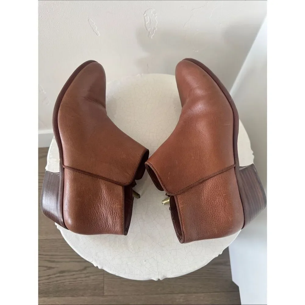 Sam Edelman PETTY Women's Brown Leather Ankle Boots Classic Side-Zip Size 9 EUC