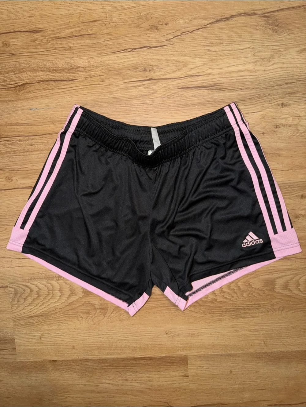 adidas Black Athletic Shorts with Pink Trim