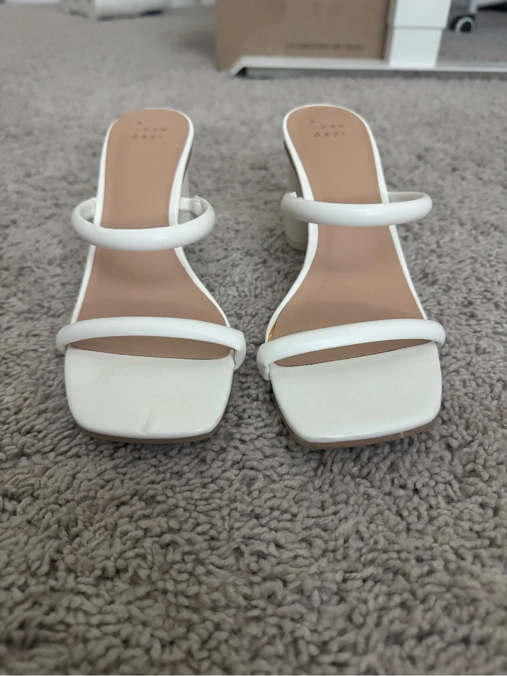 A New Day White Strappy Block Heel Sandals