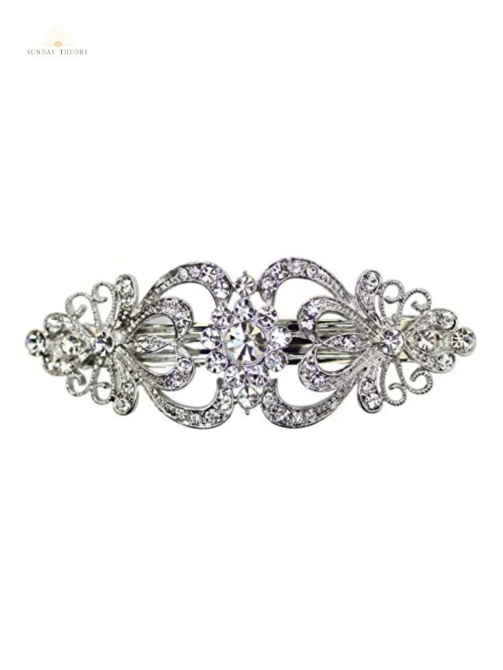 Crystal Floral Hair Barrette Rhinestone Flower Brooch Women's Hair Jewelry