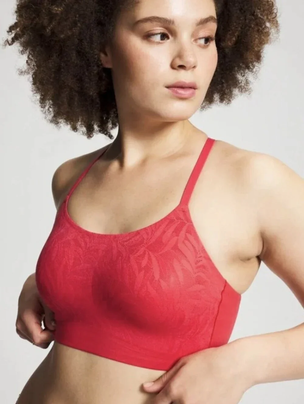 Soma Enbliss Luxe‎ Lace Back Bralette Red Adjustable Wireless Bra Womens Size XL