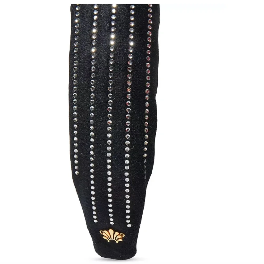 NWT $125 Lele Sadoughi Black Crystal Pinstripe Slim Knotted Headband!