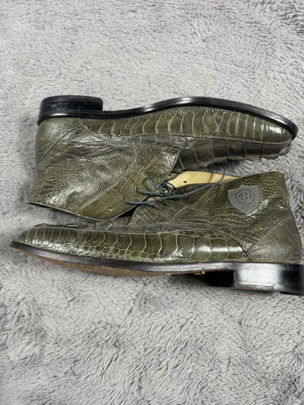Genuine Crocodile Chukka Boots Mens Size 11 Green Leather Square Toe Dress