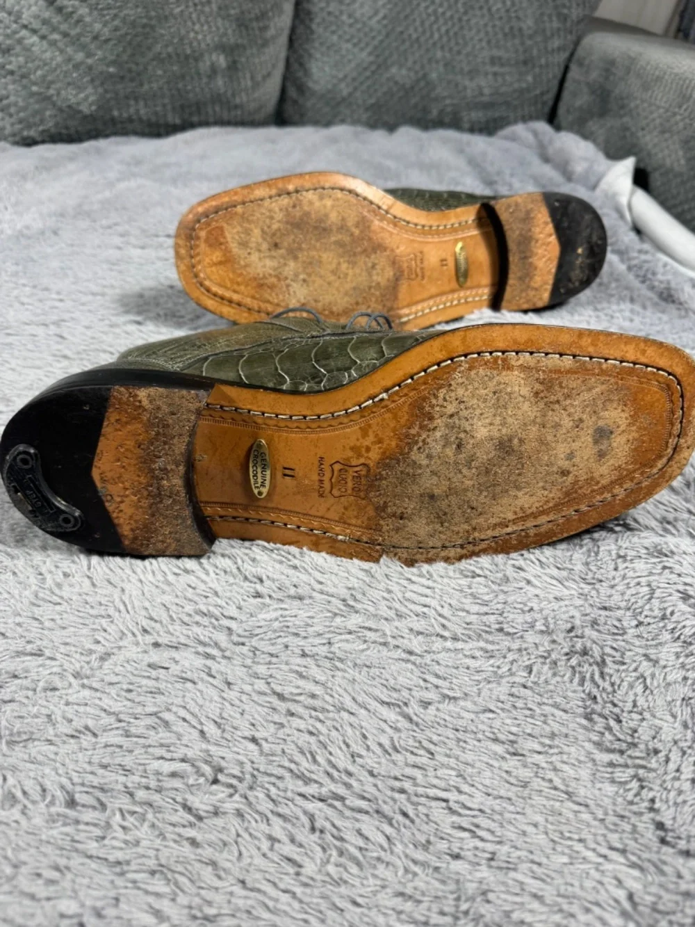 Genuine Crocodile Chukka Boots Mens Size 11 Green Leather Square Toe Dress