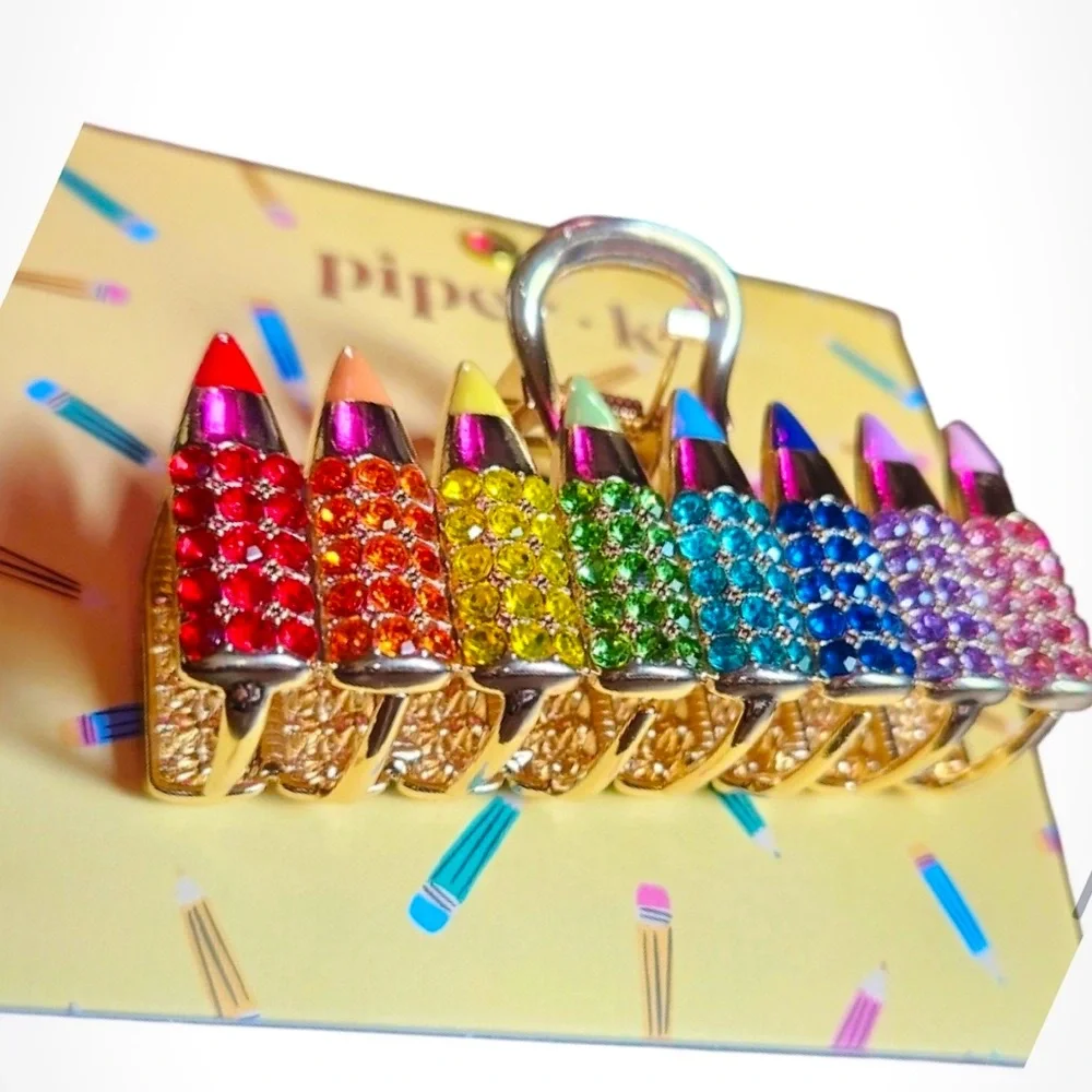 NWT ⚜️🌈⚜️ Piper K Gorgeous Rhinestone Multicolor Pencil Hair Clips