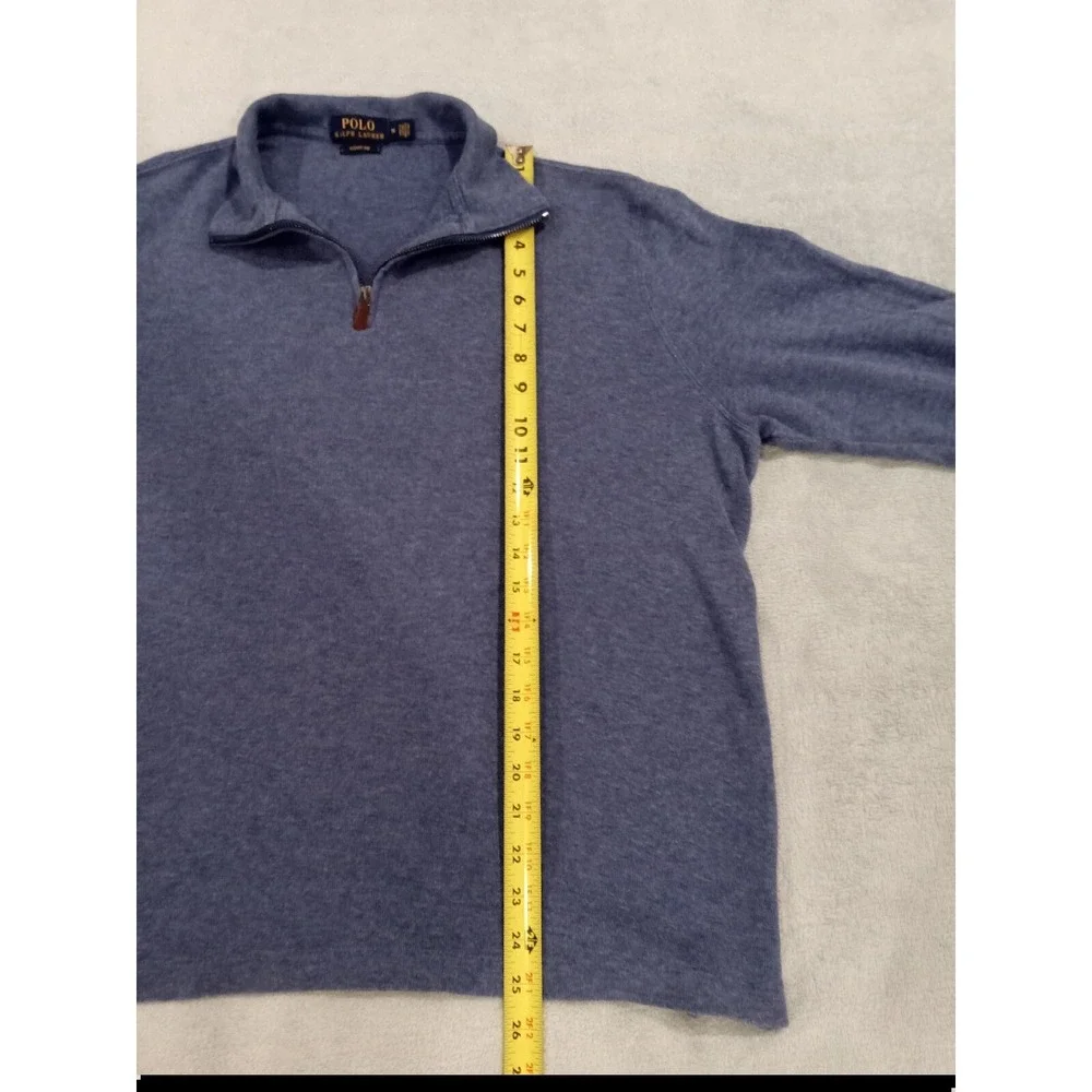 Mens Polo Ralph Lauren Estate Rib 1/4 Zip Sweater Pullover Blue Medium