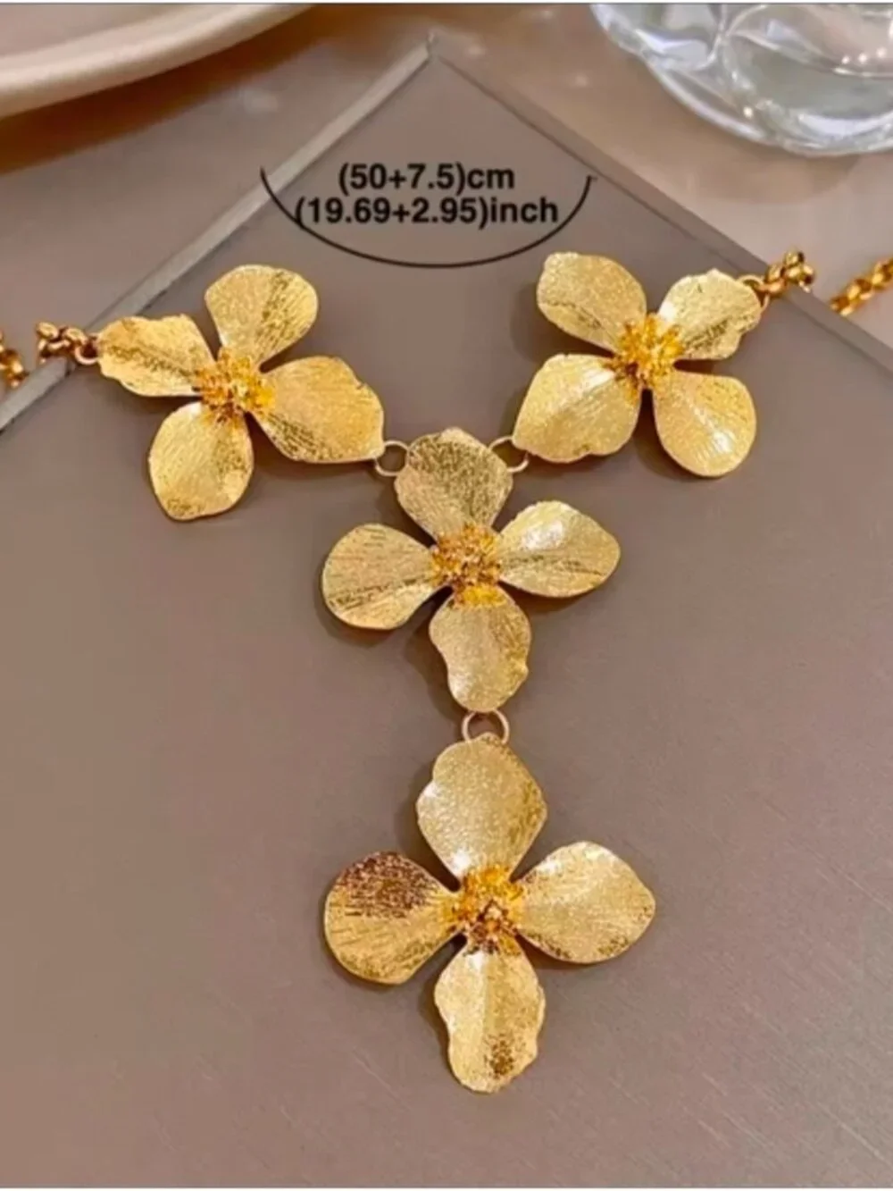 Textured Gold Floral Pendant Necklace