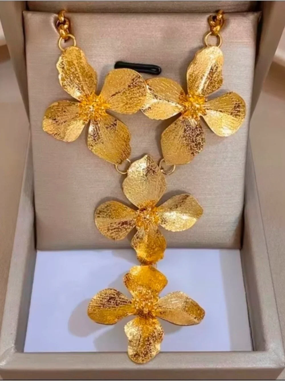 Textured Gold Floral Pendant Necklace
