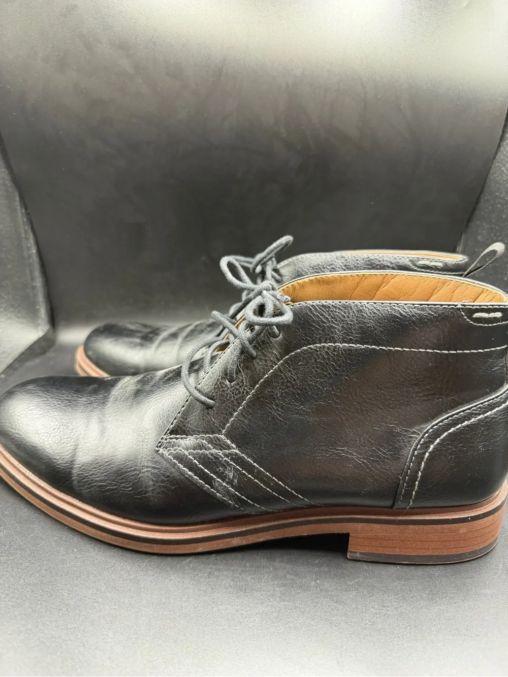 Sonoma Men's Black Leather Lace-Up Chukka Boots