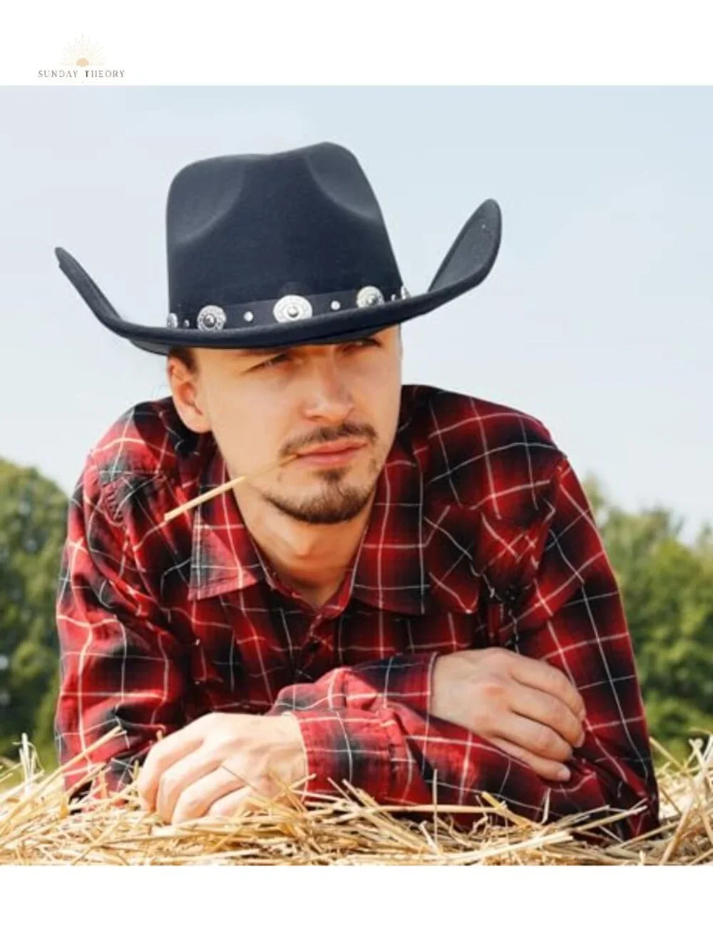 Felt Wide Brim Western Cowboy Hat with Belt Buckle