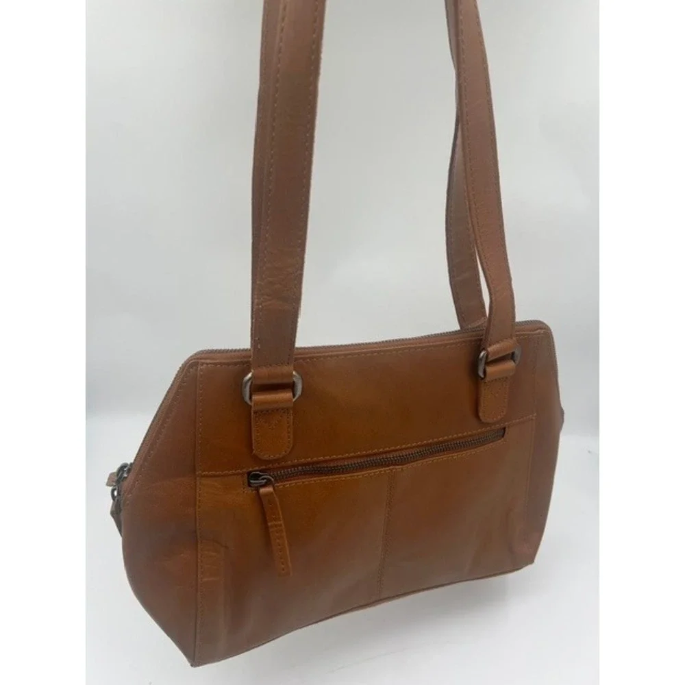Spikes & Sparrow Shoulder Bag Women Medium Cognac Brown Good Leather Zip Satchel