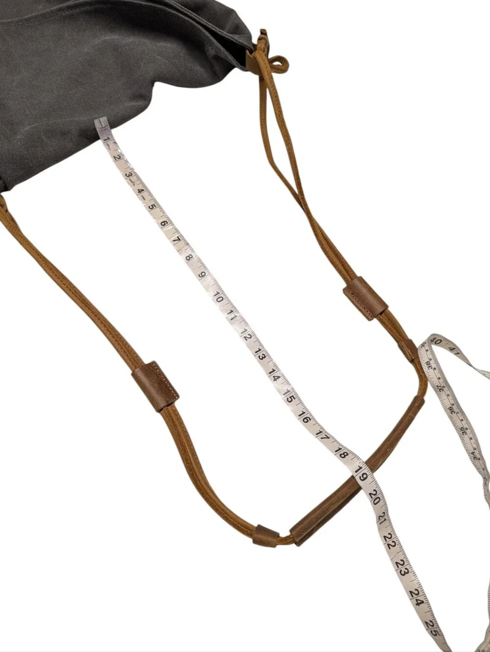 Unisex Gray Canvas Crossbody Bag Brown Leather Strap Messenger Hobo