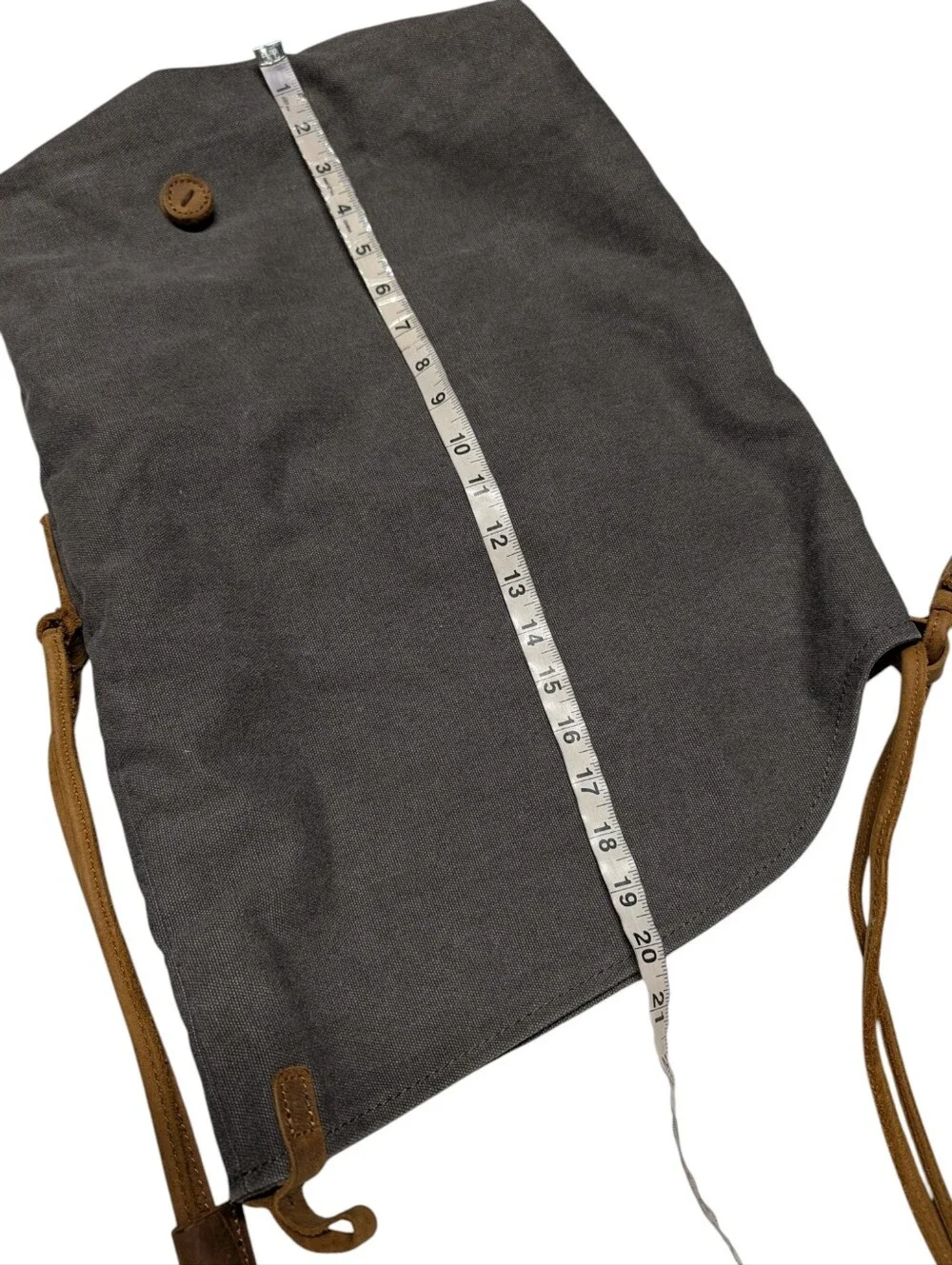 Unisex Gray Canvas Crossbody Bag Brown Leather Strap Messenger Hobo
