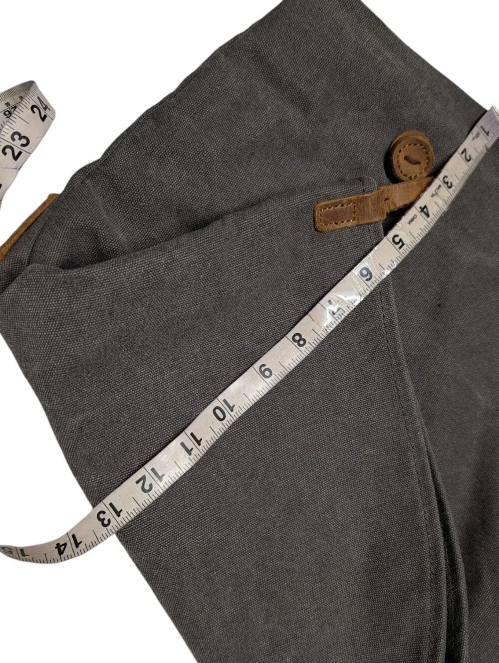 Unisex Gray Canvas Crossbody Bag Brown Leather Strap Messenger Hobo