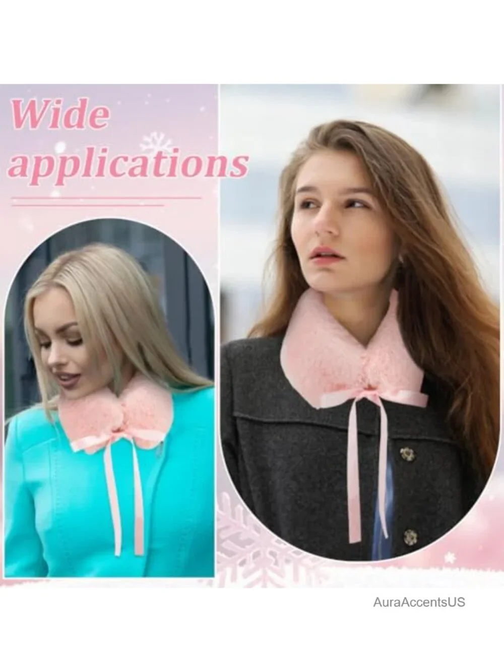 Faux Rabbit Fur Scarves for Women, Winter Shawl Neck Warmer (Set of 2)