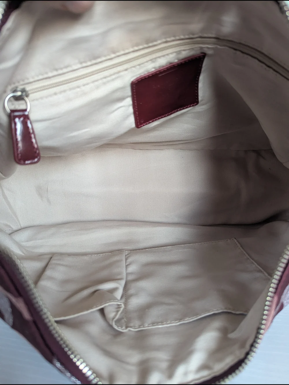 Coach Women's Maroon Signature Hobo Shoulder Bag