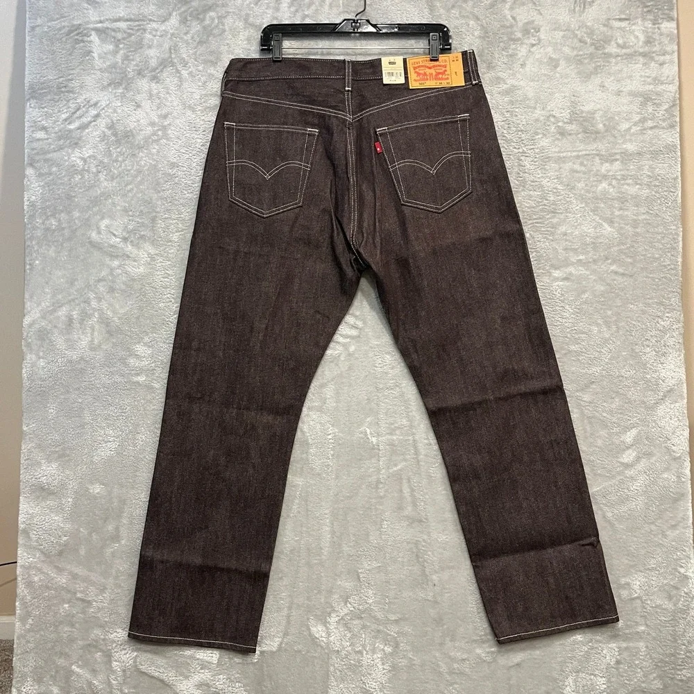 Levi's 501 Original Jeans Men 36x30 Brown Shrink-To-Fit Rigid Denim Straight Leg