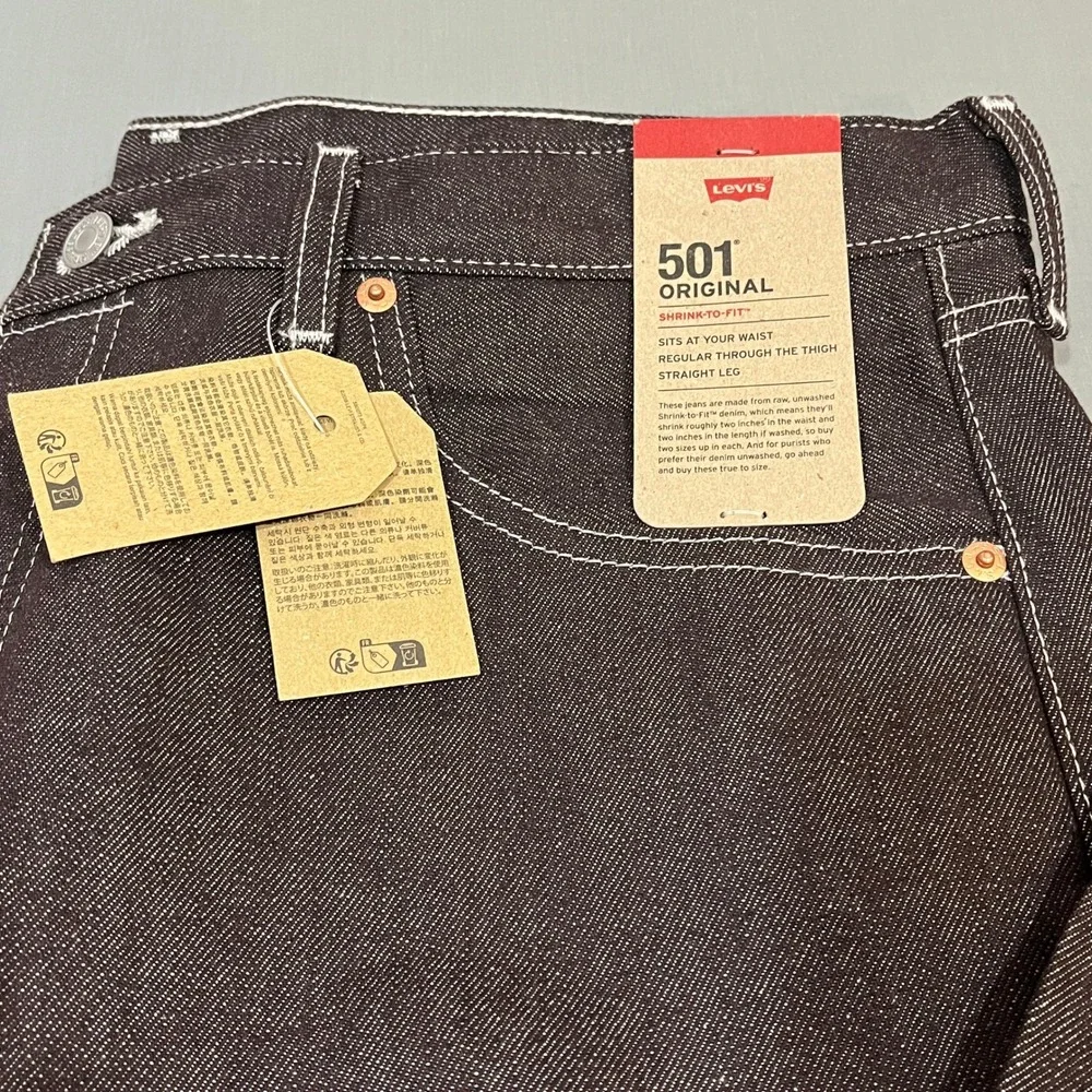 Levi's 501 Original Jeans Men 36x30 Brown Shrink-To-Fit Rigid Denim Straight Leg