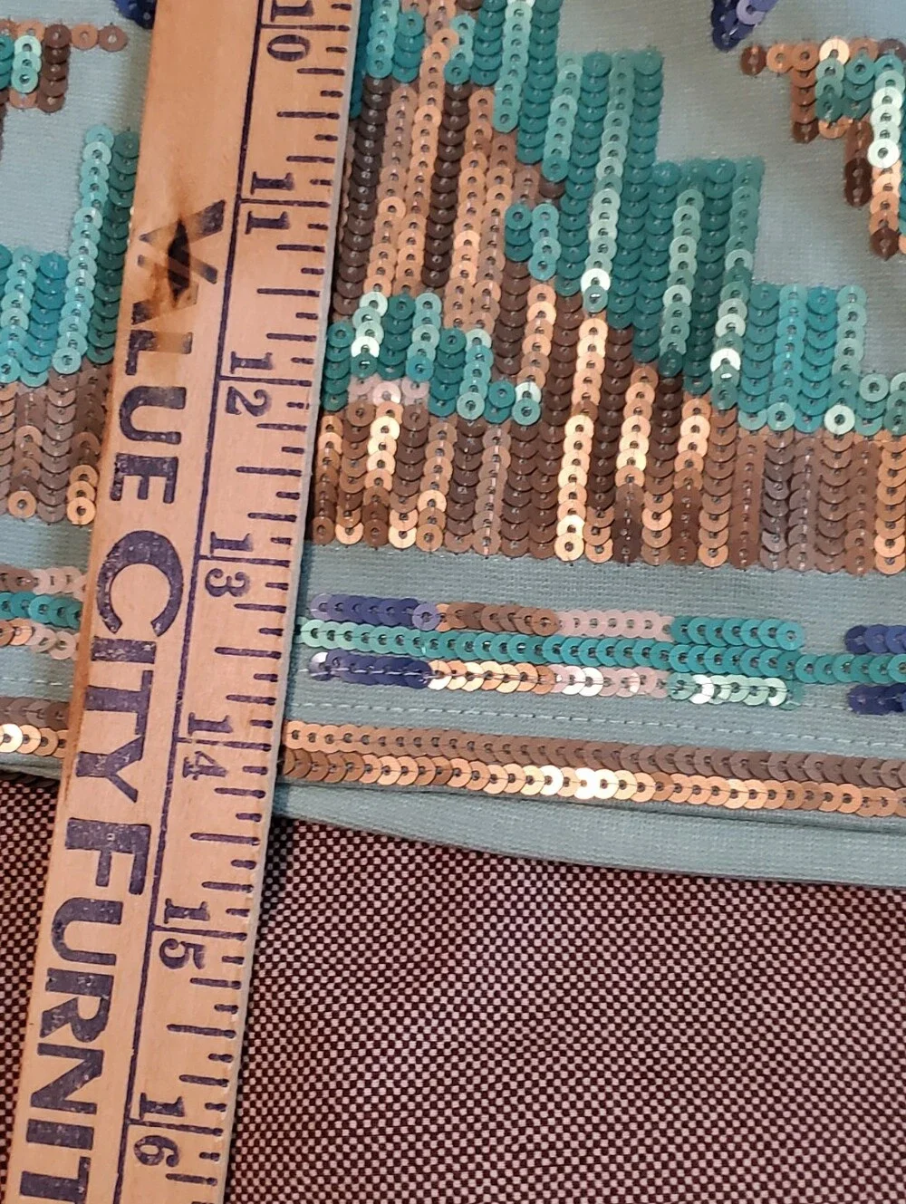 English Rose Southwestern Sequin Mini Skirt Geometric Tribal Mint Green Sz S