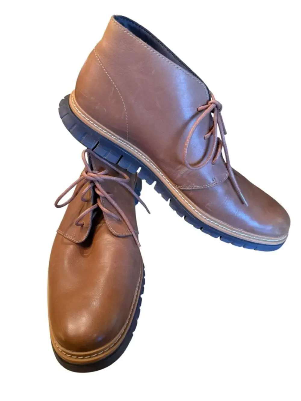 Cole Haan Men's Size 11.5 Rust Brown Leather Chukka Boots - Classic Lace-Up