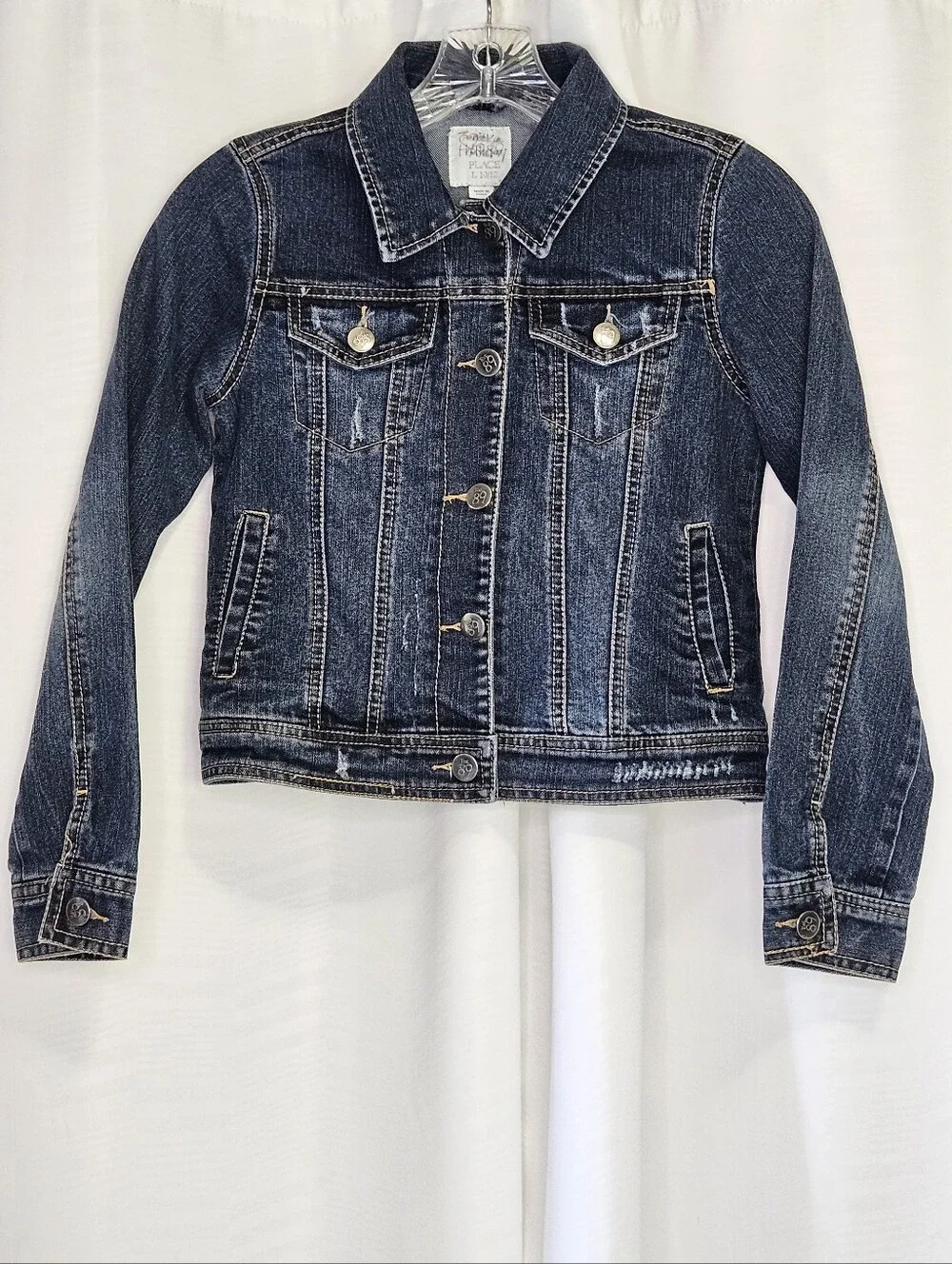 The Children's Place long sleeve distressed denim jacket