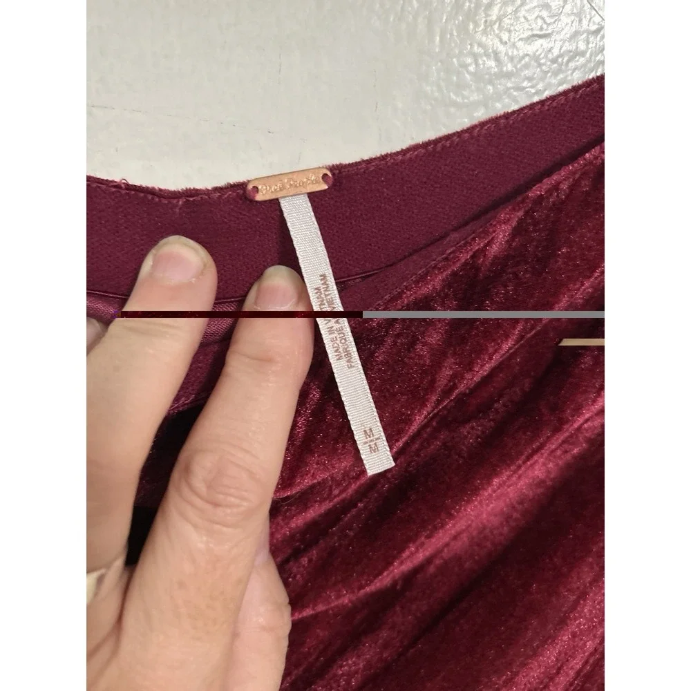Free People Velvet Maxi Skirt - Fairytale - Red Maroon Cranberry Whimsigoth M