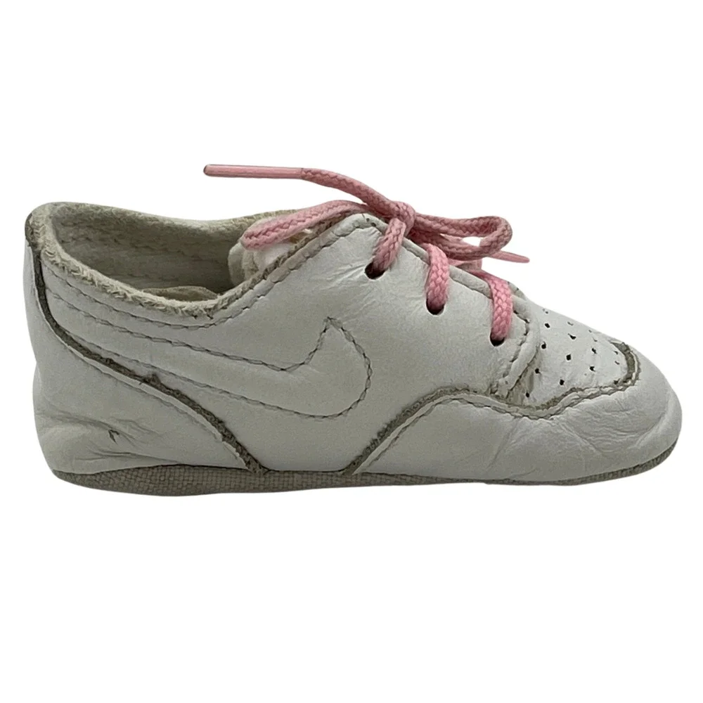 Vintage Nike Newborn Girl Crib Shoes Baby Sz 1 Sweet Dreams 1986 Pink Swoosh