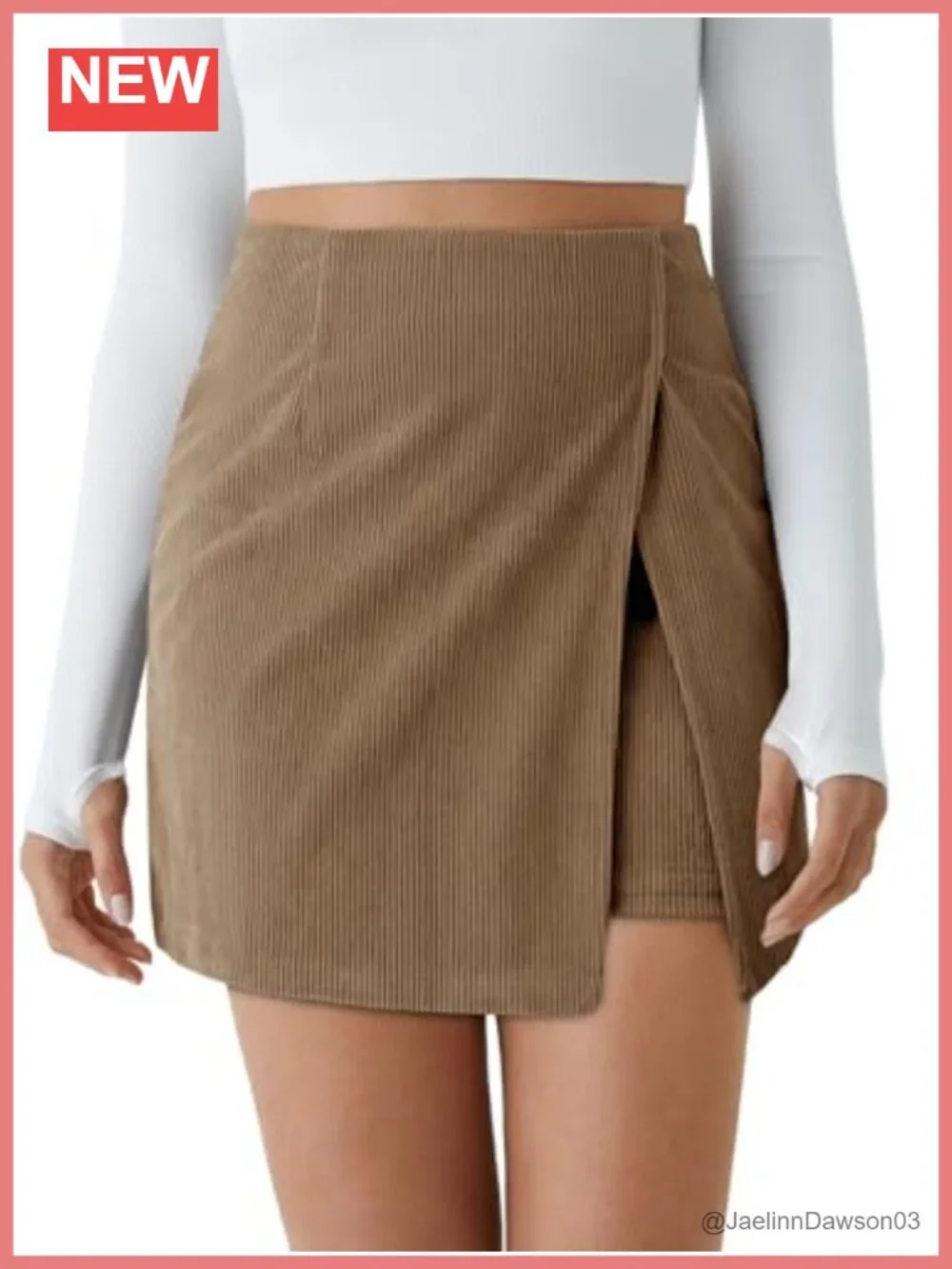Cord Corduroy High Waisted A-line Mini Skirt with Built-in Shorts for Fall
