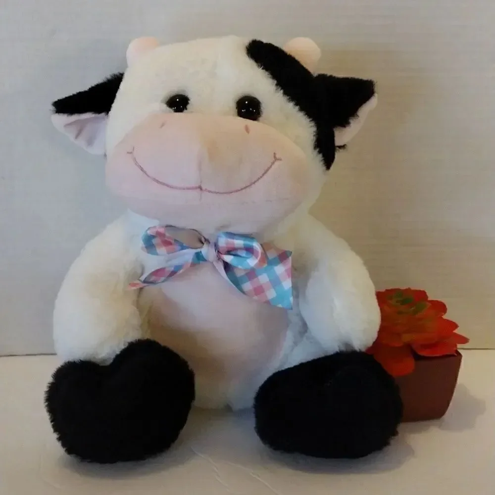 Inter American 2017 Cow With Blue Plaid Bow Stuffed Plushie Toy‎