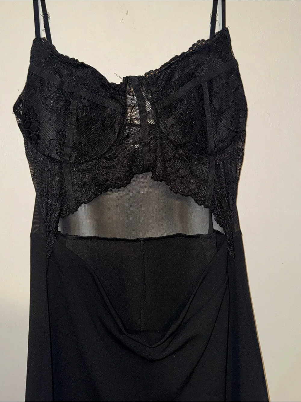 J for Justify Black Lace Chemise-Inspired Jumpsuit