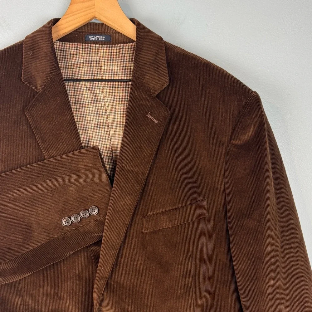 Saddlebred Mens 48R Brown Corduroy Sport Coat Two Button Blazer Formal Office‎