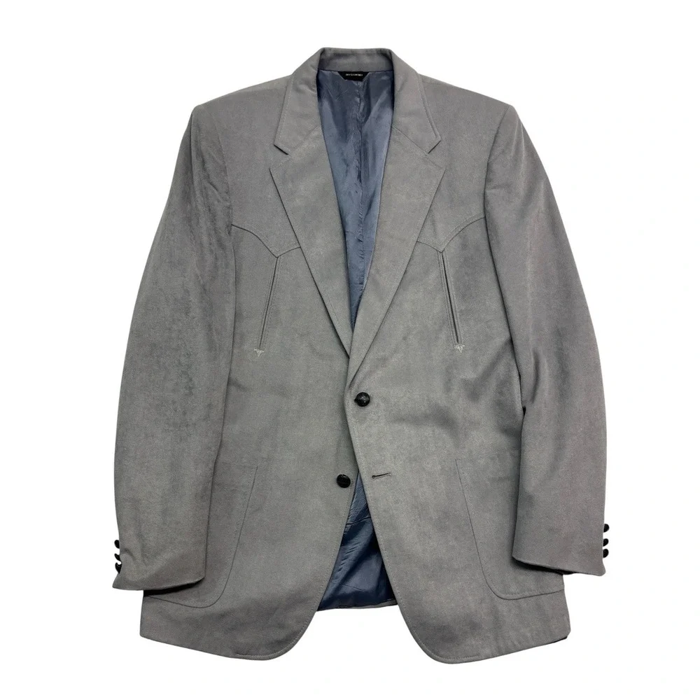vtg Prestige West 42R Gray Western Blazer Jacket Sport Suit Coat‎ Moleskin USA