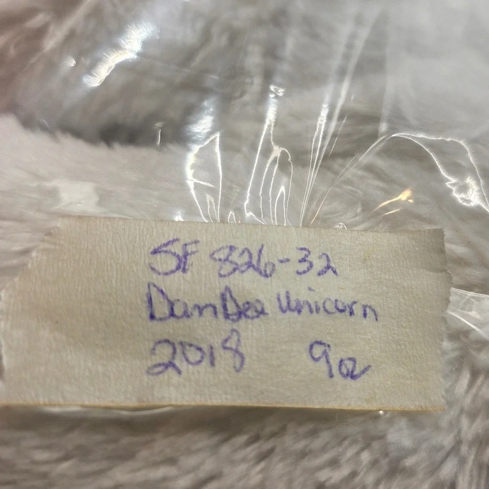 Dan Dee Plush Unicorn White Pink Sequin Hooves 2018 9oz