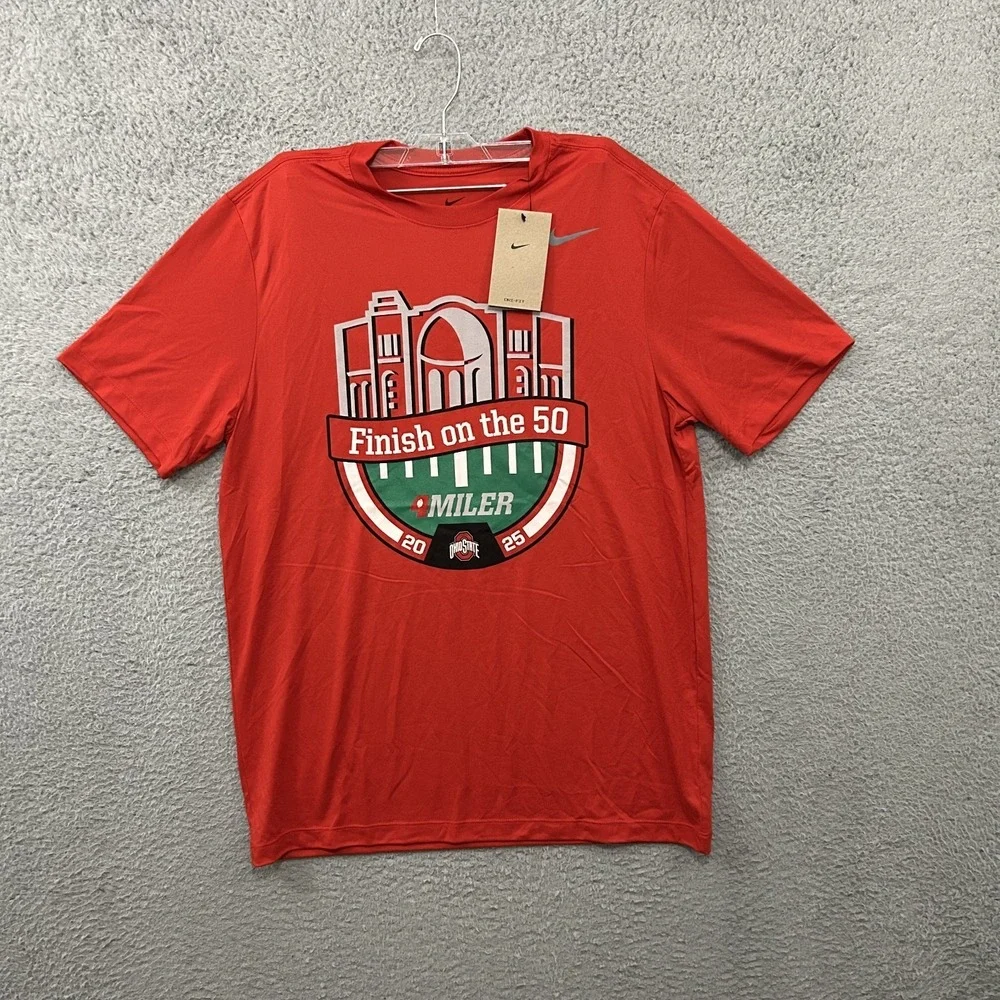 Ohio State Buckeyes Shirt Mens Medium Red Short Sleeve Football Nike Dri Fit OSU