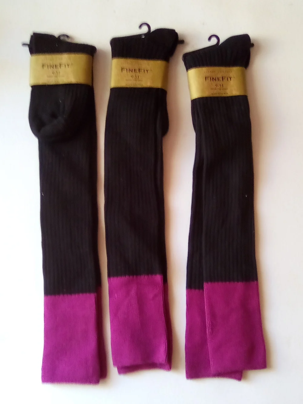 Women’s Black and Magenta Crew Socks - 3 Pack ( Bag B )