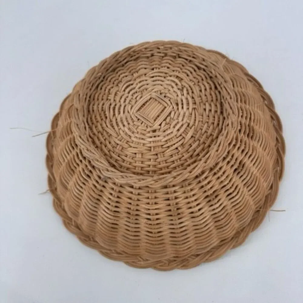 Vintage Large Wicker Rattan Woven Basket Fruit Bowl Farmhouse Adirondack‎ Camp