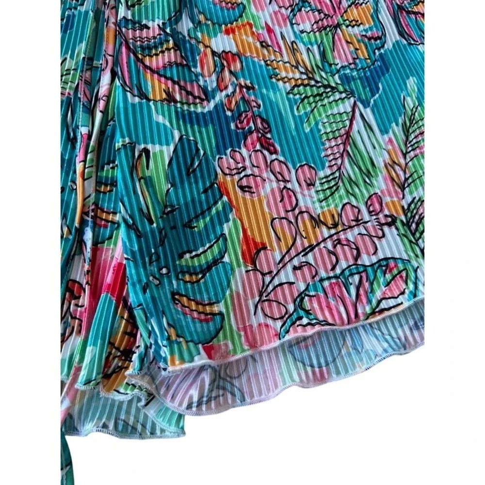 Jess Lea Pleated Tropical Floral‎ Print Drawstring Lounge Shorts Women's 2X