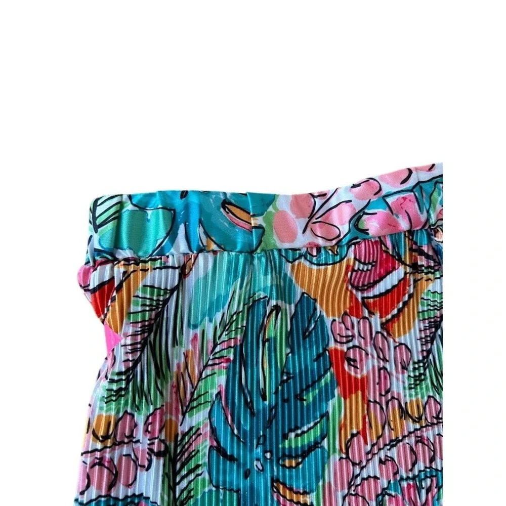 Jess Lea Pleated Tropical Floral‎ Print Drawstring Lounge Shorts Women's 2X