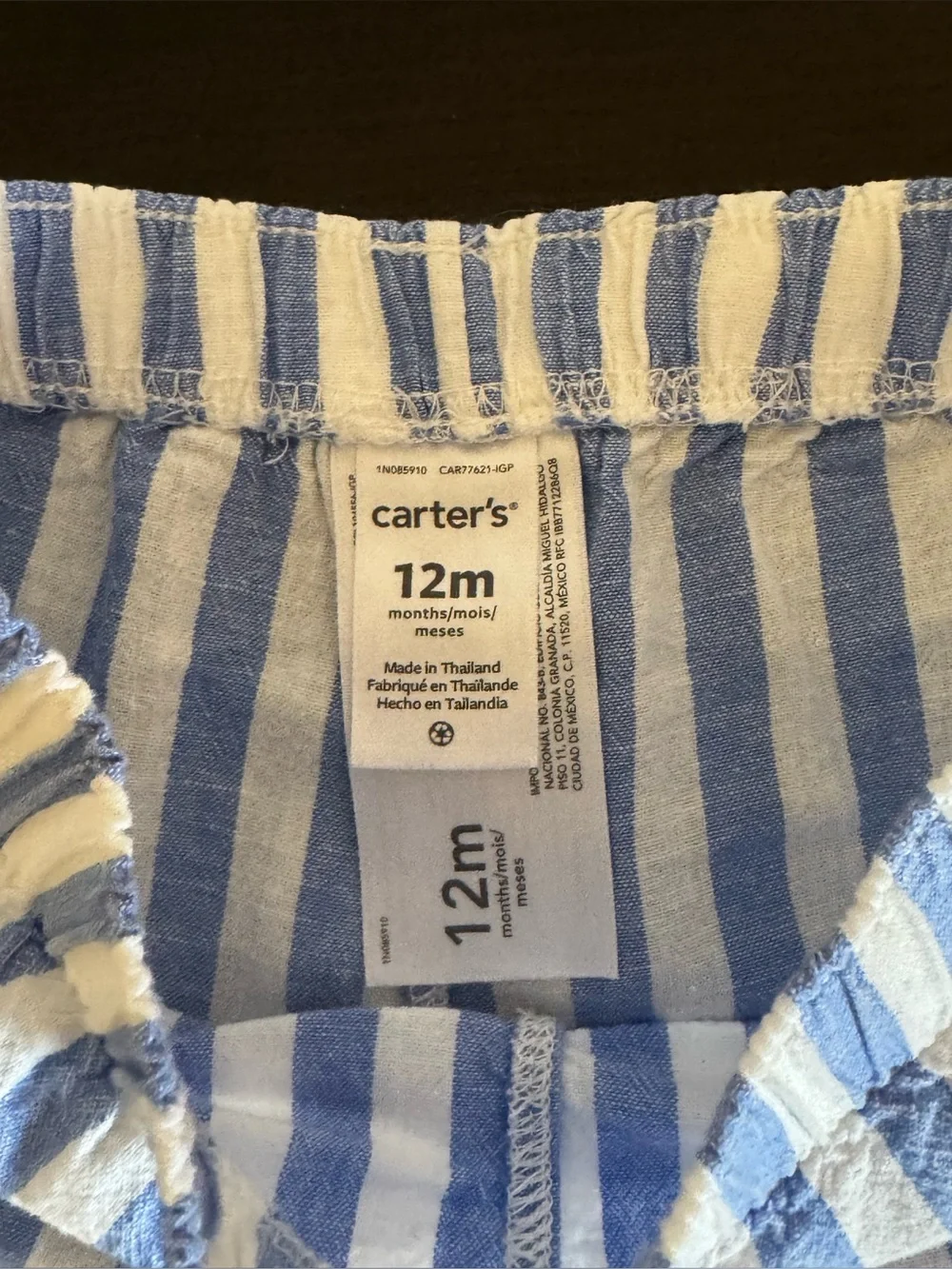 Carter’s | Baby Blue & White Striped Pull-On Bloomer Shorts | 12M