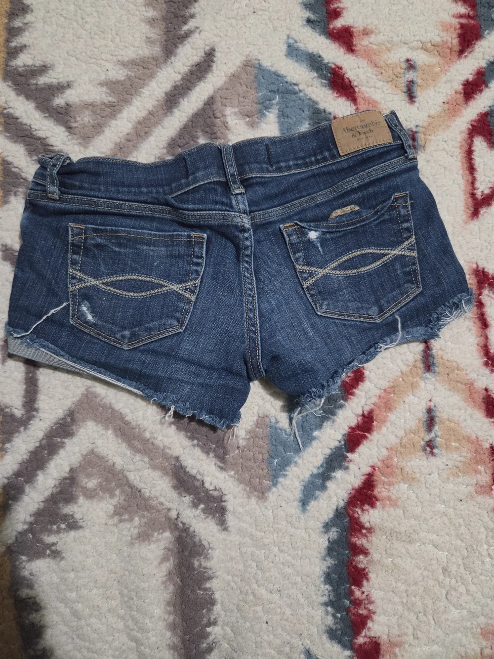 Abercrombie & Fitch Distressed Stretch Cuffed Denim Shorts Y2K
