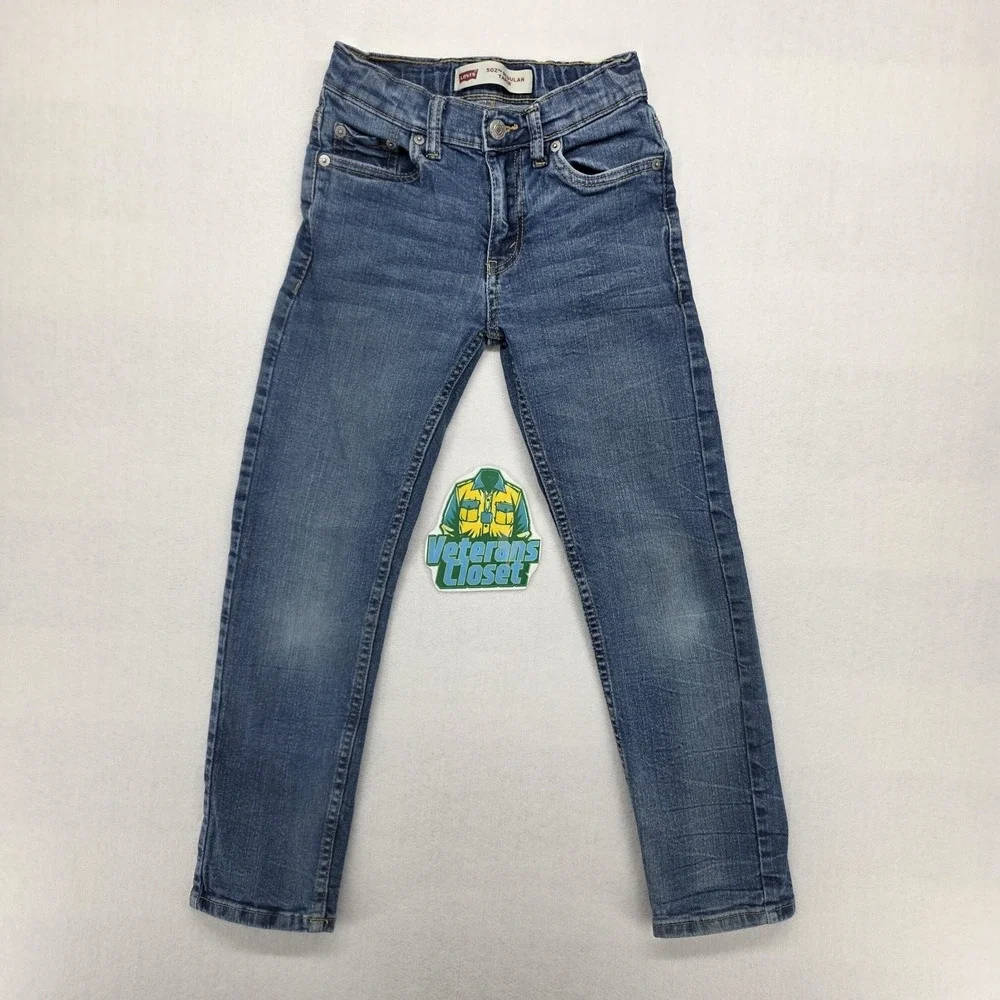 Levis 502 Boys Size 8 Regular Taper Jeans Blue Premium Denim 24x22 Casual