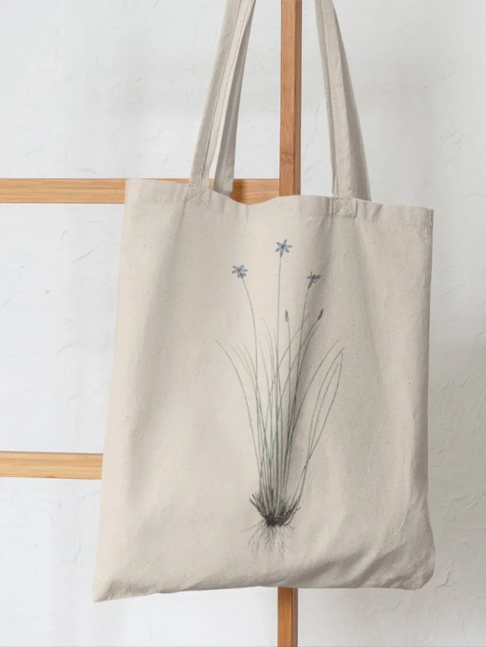 Blue Rock-Lily Vintage Floral Print Graphic Canvas Tote Bag