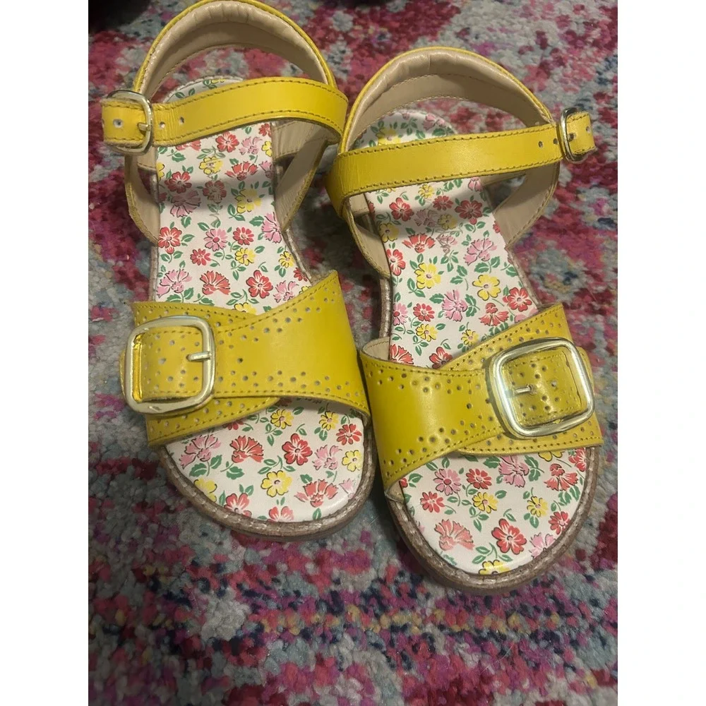 Kids‎ Yellow Floral Print Leather Buckle Sandals Toddler Child