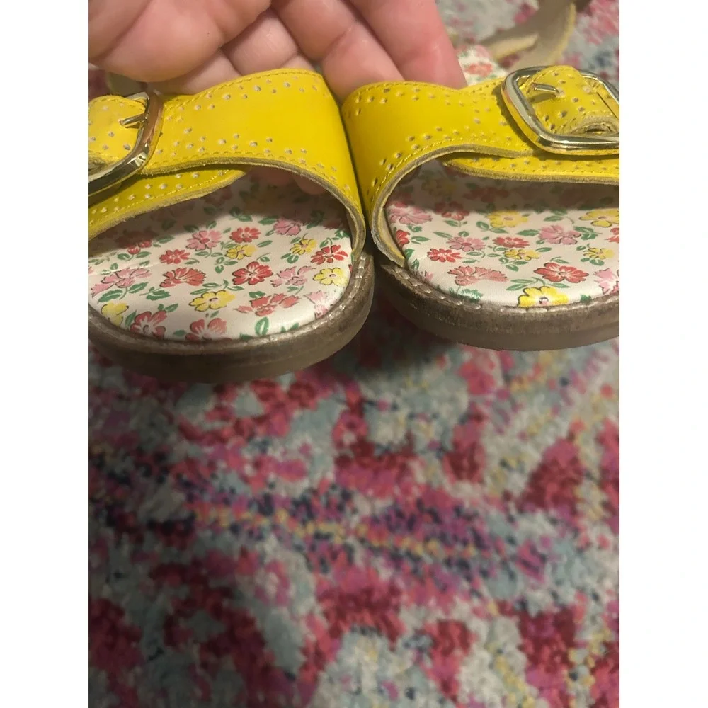 Kids‎ Yellow Floral Print Leather Buckle Sandals Toddler Child