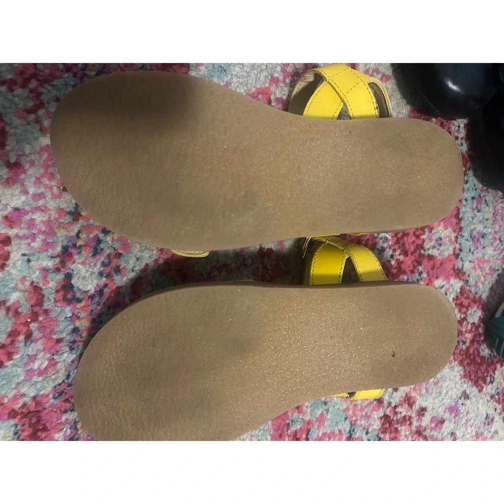 Kids‎ Yellow Floral Print Leather Buckle Sandals Toddler Child